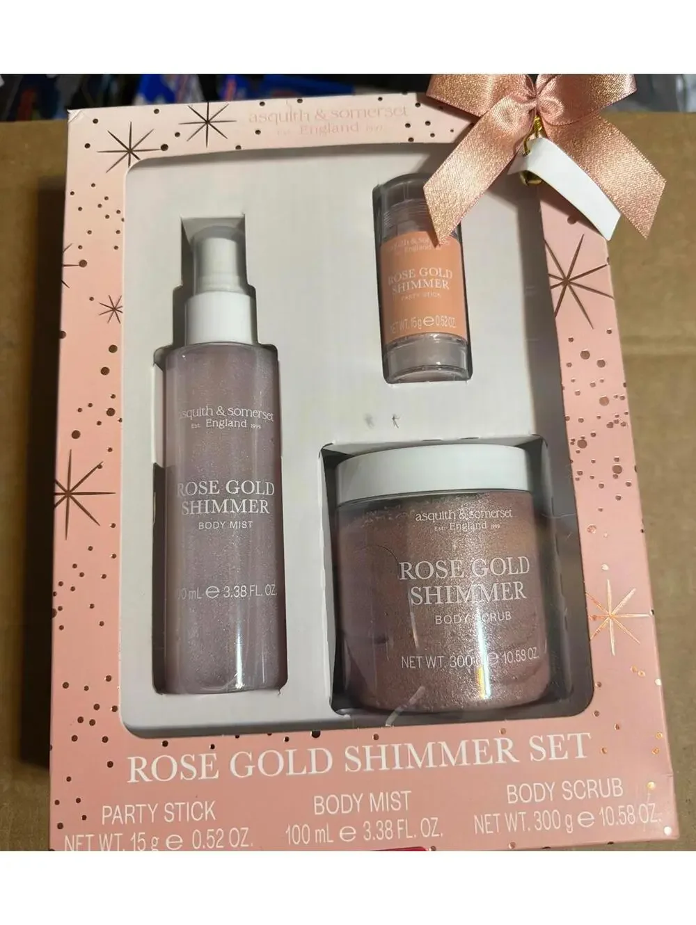 Asquith & Somerset Rose Gold Shimmer Set - Party Stick, Body Mist, Body Scrub